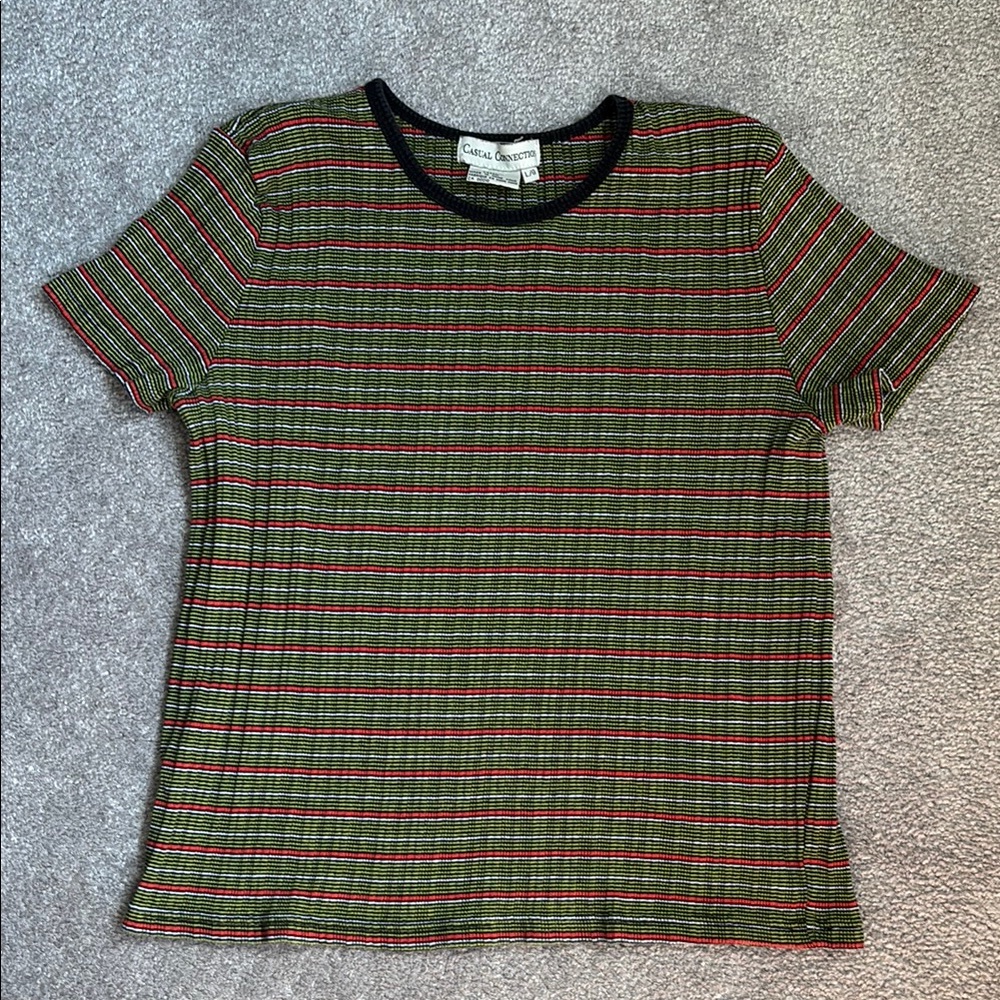 Casual Connection Striped Green and Red T-Shirt